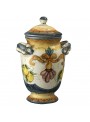 Hand-painted decorative ceramic jar with lid