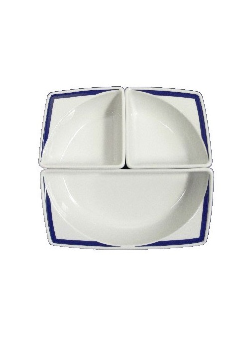 Set per aperitivo in porcellana dipinta con decoro blu