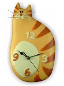 Orologio gatto in ceramica colorata a mano