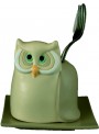 Hand-painted ceramic owl cutlery drainer