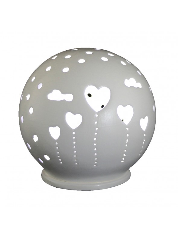 Lampada mini sfera in ceramica - Cuori
