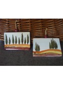 Two decorative tiles with cypresses - Tuscany