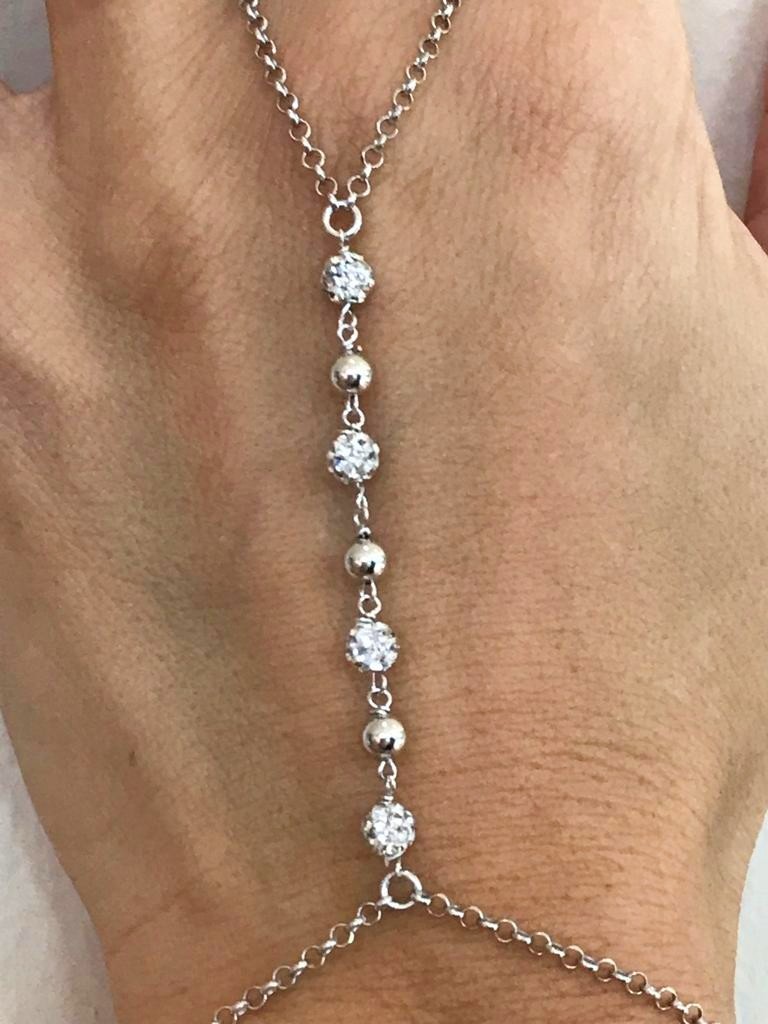 Braccialetto baciamano in argento e cristalli Swarovski