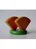 Wooden napkin holder in yellow-green