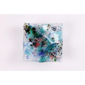 Vassoio quadrato azzurro realizzato a mano in vetro fusione - Galassia