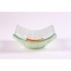 Vassoio quadrato di vetro realizzato a mano con decorazione Arcobaleno