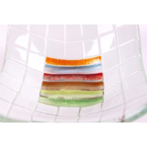 Vassoio quadrato di vetro realizzato a mano con decorazione Arcobaleno