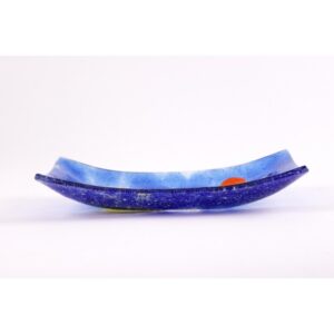 Vassoio rettangolare ornamentale decorato a mano con un paesaggio marino - Vela 1