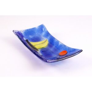 Vassoio rettangolare ornamentale decorato a mano con un paesaggio marino - Vela 1