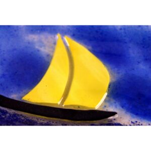 Vassoio rettangolare ornamentale decorato a mano con un paesaggio marino - Vela 1