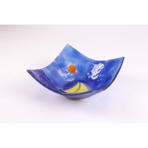 Vassoio quadrato ornamentale con un paesaggio marino - Vela 3 grande