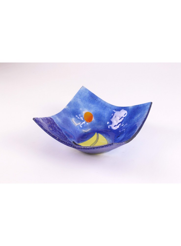 Vassoio quadrato ornamentale con un paesaggio marino – Vela 3 grande Vassoio quadrato ornamentale con un paesaggio marino - Vela 3 grande