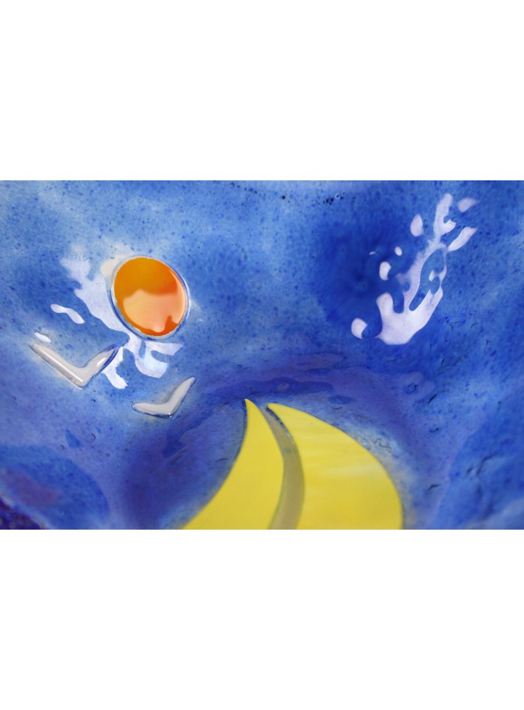 Vassoio quadrato ornamentale con un paesaggio marino – Vela 3 grande Vassoio quadrato ornamentale con un paesaggio marino - Vela 3 grande