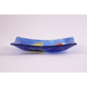 Vassoio rettangolare ornamentale decorato a mano con un paesaggio marino - Vela 4 piccolo