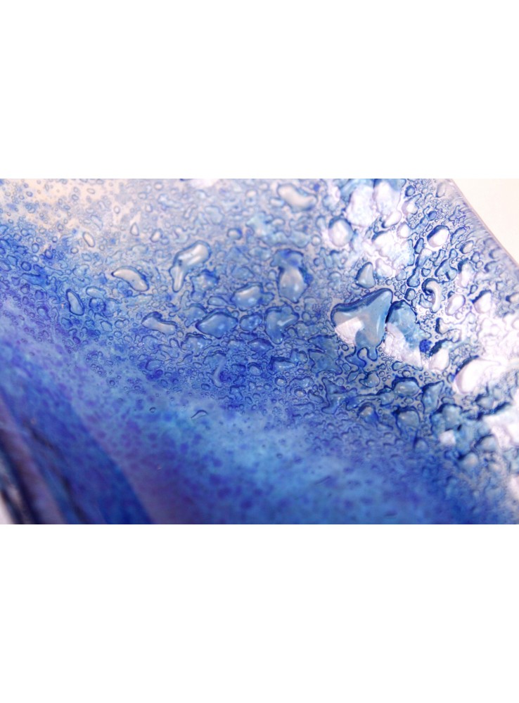 Vassoio rettangolare in vetro color blu zaffiro Vassoio rettangolare in vetro color blu zaffiro