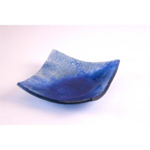 Vassoio quadrato in vetro color blu zaffiro