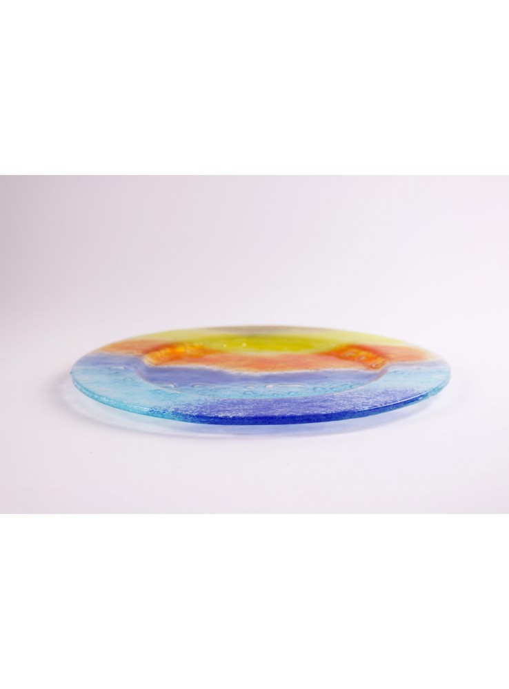 Vassoio tondo di vetro artigianale in due diverse colorazioni – Preludio Vassoio tondo di vetro artigianale in due diverse colorazioni - Preludio