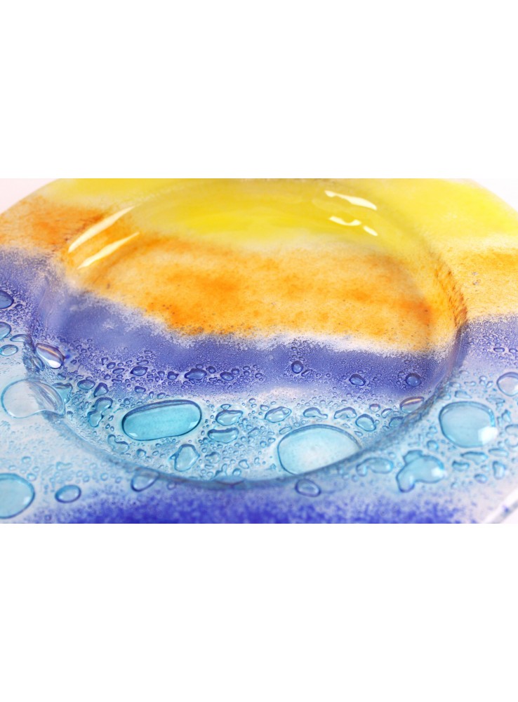 Vassoio tondo di vetro artigianale in due diverse colorazioni – Preludio Vassoio tondo di vetro artigianale in due diverse colorazioni - Preludio