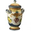Barattolo con coperchio in ceramica cotta e decorata a mano