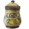 Barattolo da caffè in ceramica cotta e decorata a mano