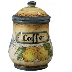 Barattolo da caffè in ceramica cotta e decorata a mano