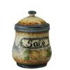 Barattolo per sale in ceramica cotta e decorata a mano