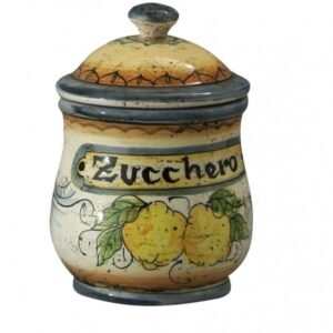 Barattolo per zucchero in ceramica cotta e decorata a mano