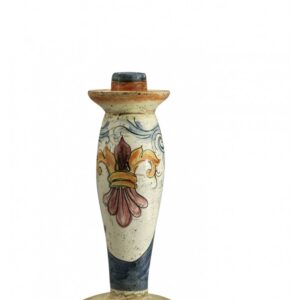 Candeliere piccolo in ceramica cotta e decorata a mano