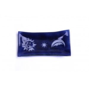 Vassoio rettangolare in vetro fusione - Sole e luna