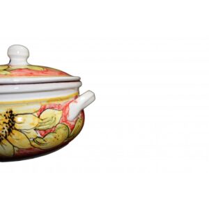 Casseruola da fuoco in argilla e cristalline - Rose