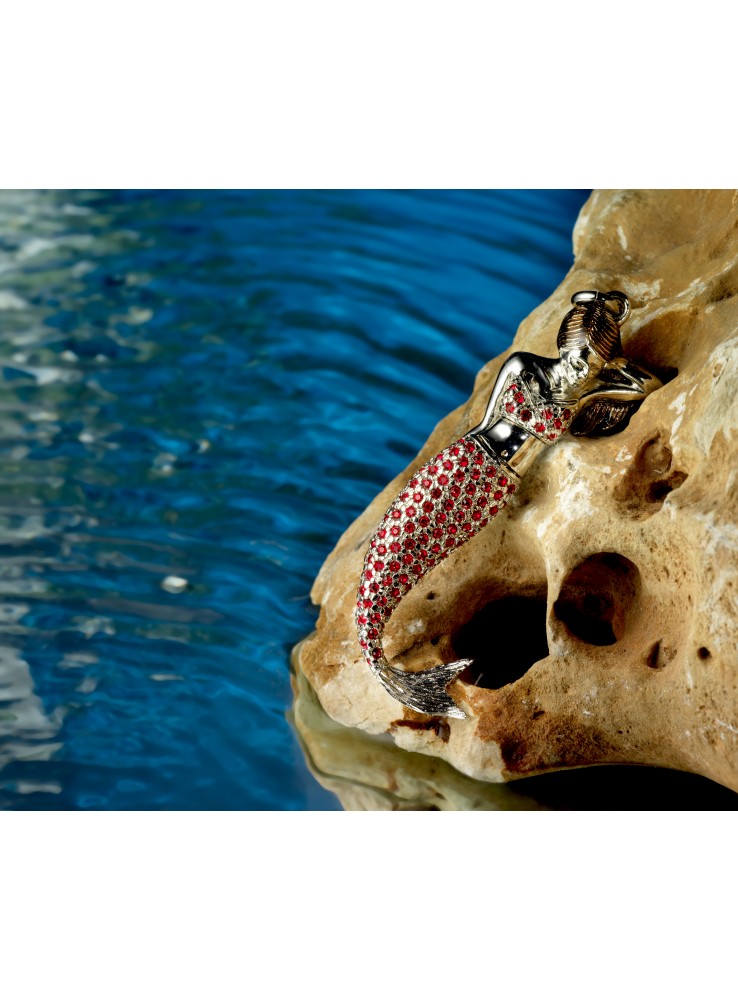 Ciondolo in bronzo placcato oro con swarovsky – Sirena Ciondolo in bronzo placcato oro con swarovsky - Sirena