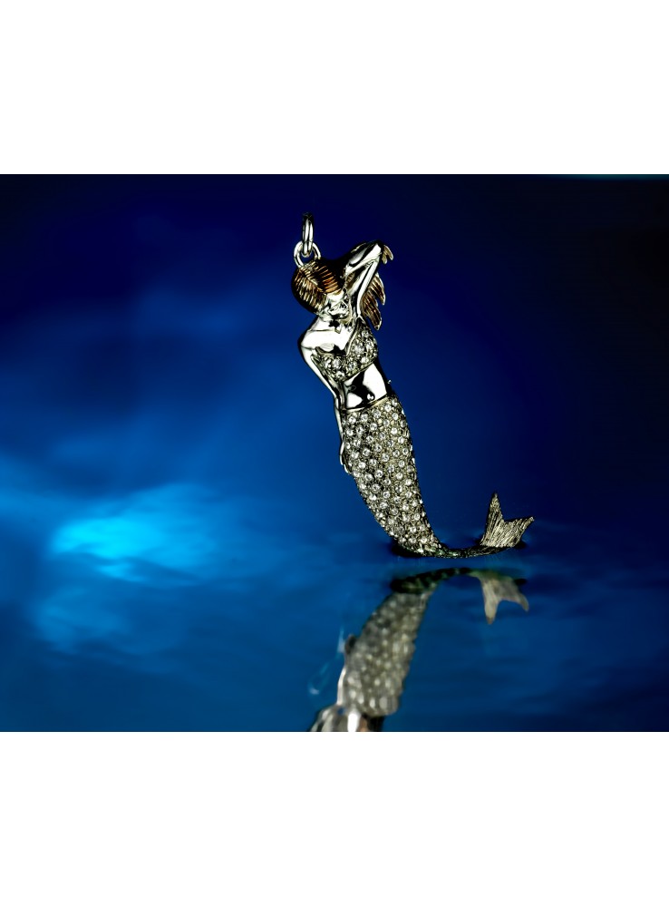 Ciondolo in bronzo placcato oro con swarovsky - Sirena Ciondolo in bronzo placcato oro con swarovsky - Sirena