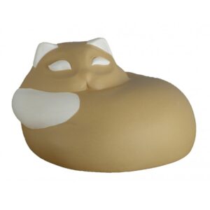 Gattino raggomitolato in ceramica colorata a mano