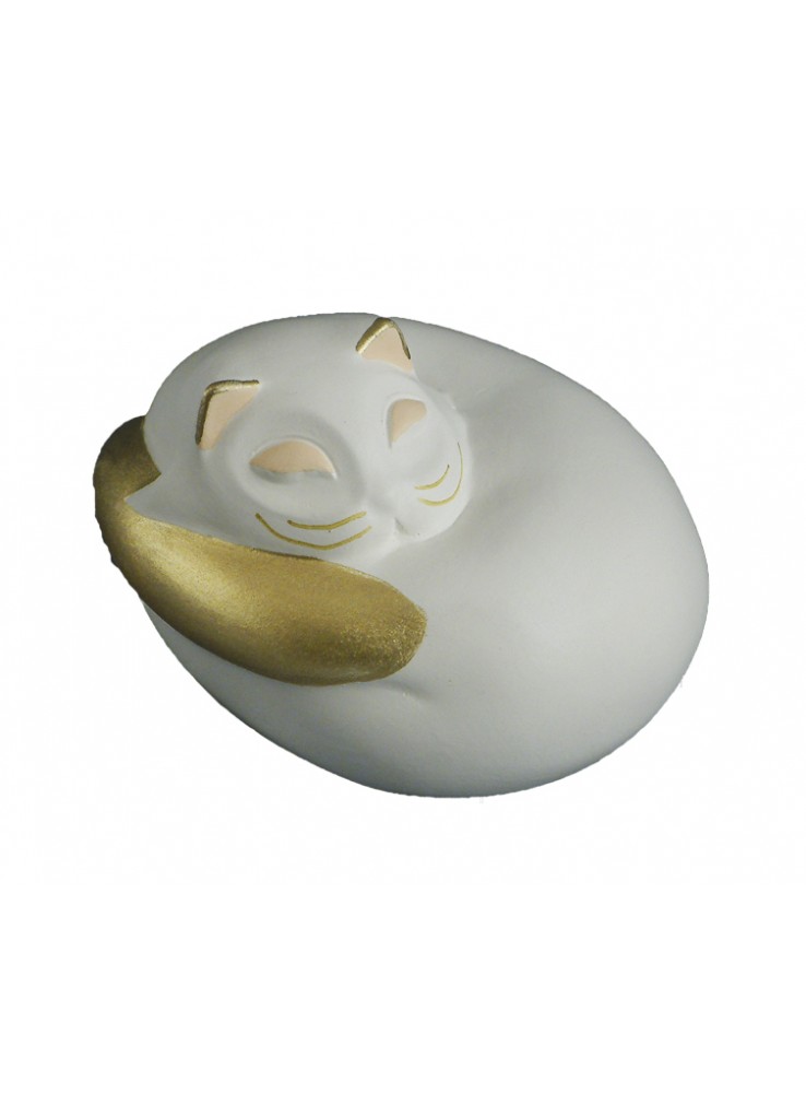 Gattino raggomitolato in ceramica colorata a mano Gattino raggomitolato in ceramica colorata a mano