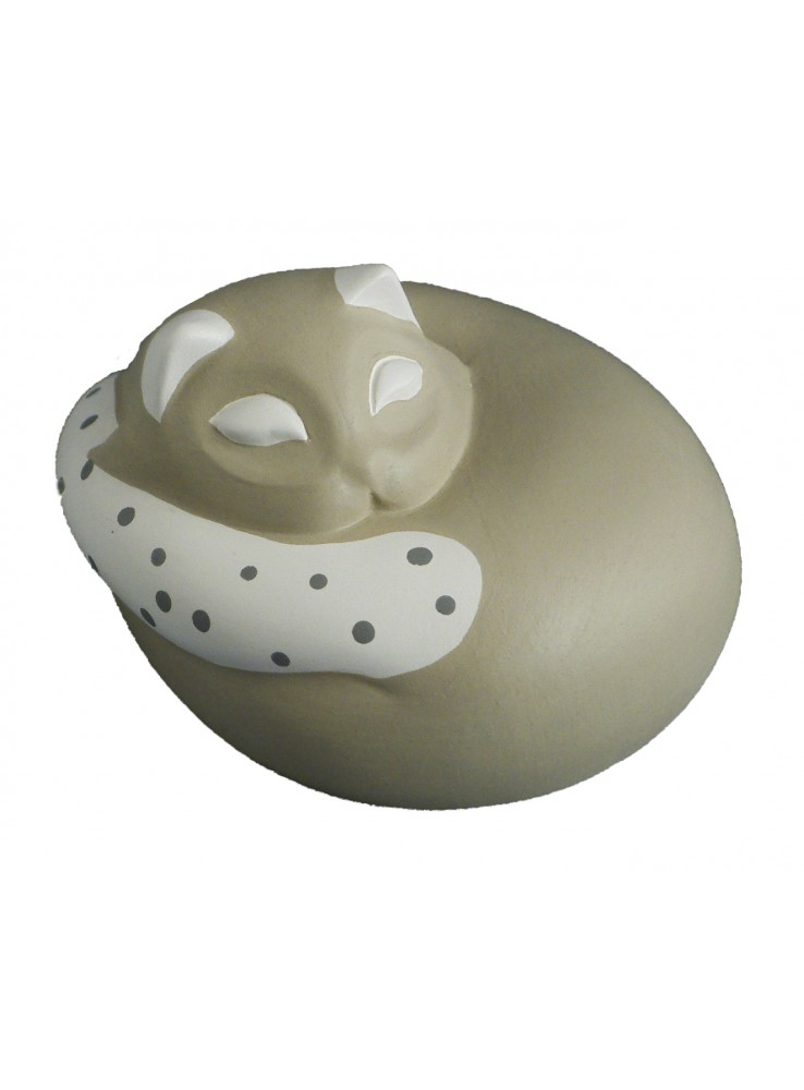 Gattino raggomitolato in ceramica colorata a mano Gattino raggomitolato in ceramica colorata a mano