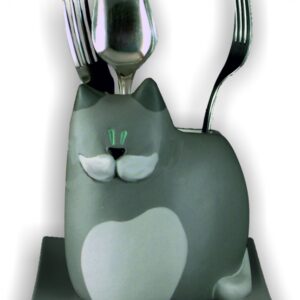 Scolaposate gatto in ceramica colorata a mano