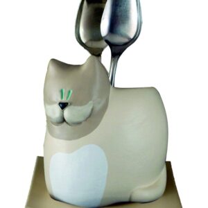 Scolaposate gatto in ceramica colorata a mano