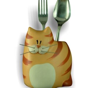 Portaposate gatto in ceramica colorata a mano