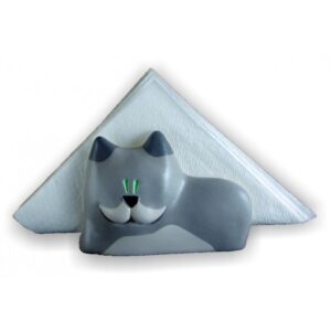 Portatovaglioli gatto in ceramica colorata a mano