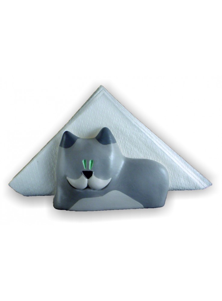 Portatovaglioli gatto in ceramica colorata a mano Portatovaglioli gatto in ceramica colorata a mano