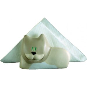 Portatovaglioli gatto in ceramica colorata a mano