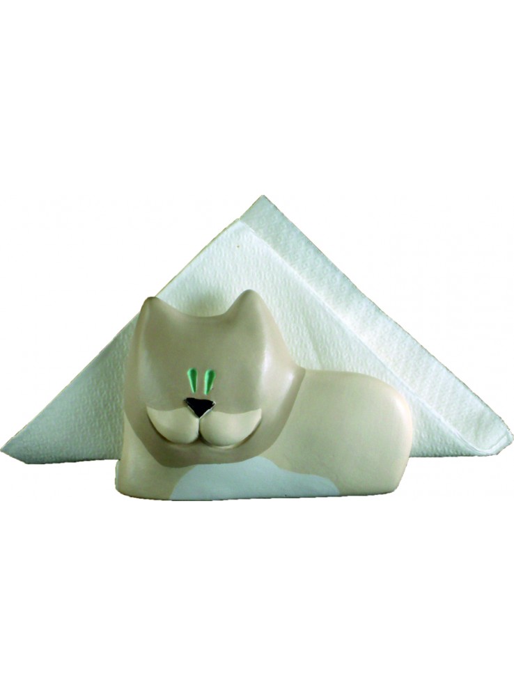 Portatovaglioli gatto in ceramica colorata a mano Portatovaglioli gatto in ceramica colorata a mano