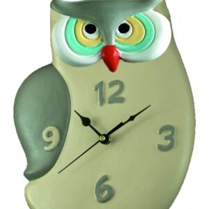 Orologio gufo in ceramica colorata a mano