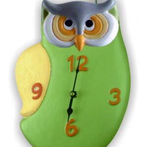 Orologio gufo in ceramica colorata a mano