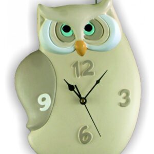 Orologio gufo in ceramica colorata a mano