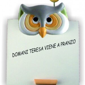 Lavagna gufo in ceramica colorata a mano