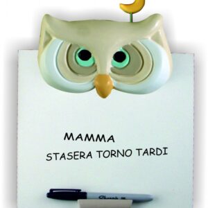 Lavagna gufo in ceramica colorata a mano