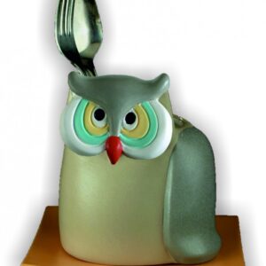 Scolaposate gufo in ceramica colorata a mano
