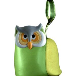 Portaposate gufo in ceramica colorata a mano