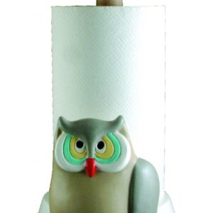 Portarotolo gufo in ceramica colorata a mano